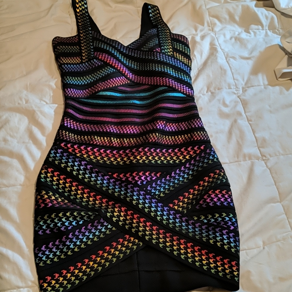 Fashion Nova Rainbow Wrap Dress 🌈